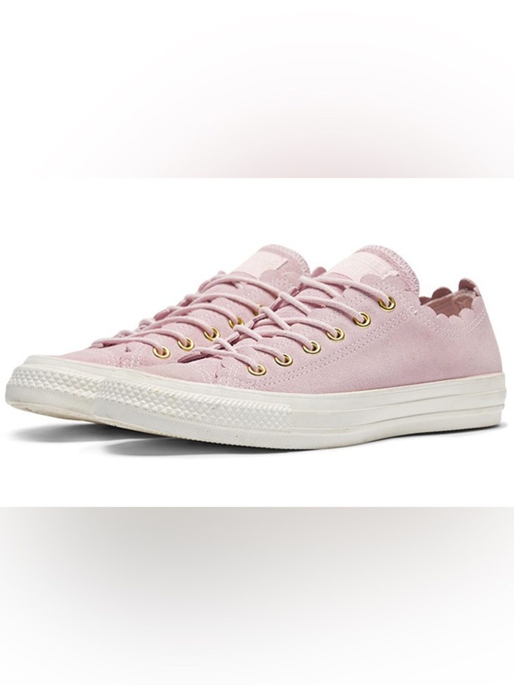 Converse Chuck Taylor All Star scallop edge Pink suede sneakers 9